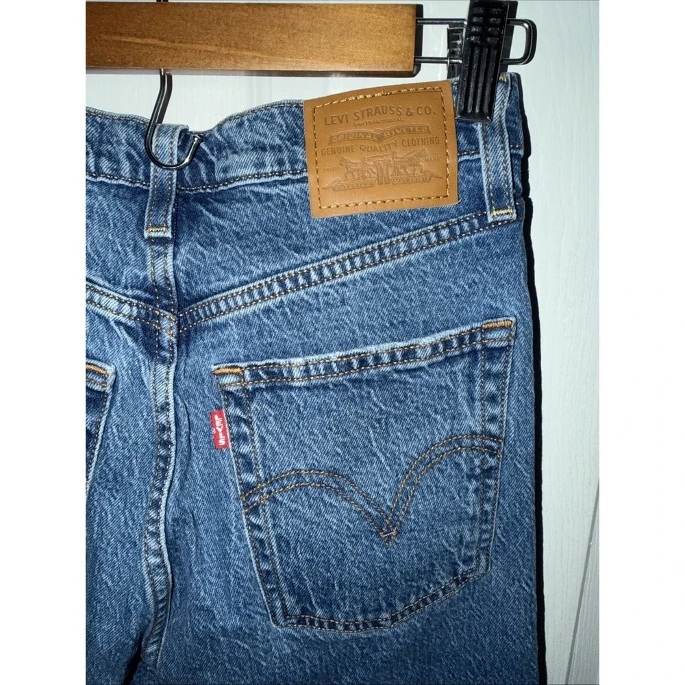 Levi's Ribcage Straight Ankle Size 27 Women Denim Jeans Button Fly Blue Big 